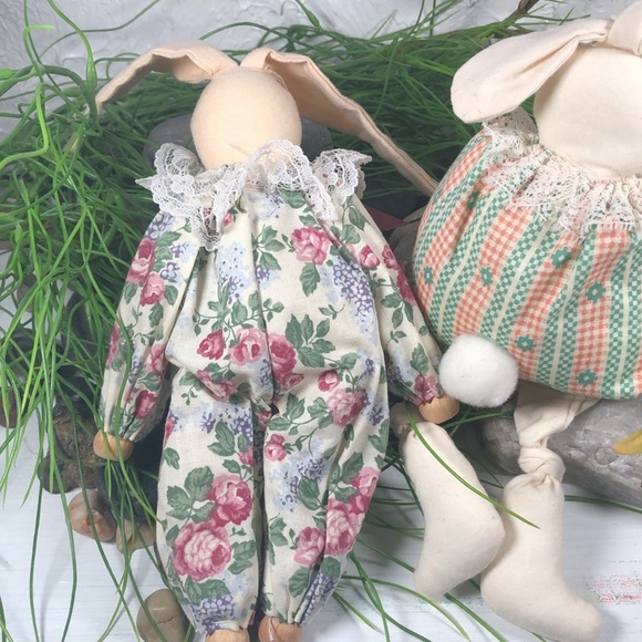 Bunny Rabbit Doll Set Shelf Sitters Easter Farmhouse Country VTG Mini Bunny Doll - Picture 5 of 14